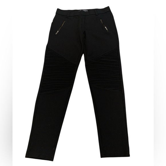 Suzy Shier Pants - Suzy Shier Black Moto Quilted Panel Zipper Pocket Leggings Pants - Size M